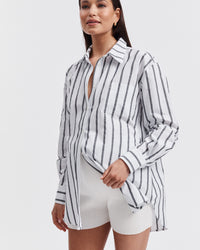 Maternity Black Stripe Cotton Shirt 3