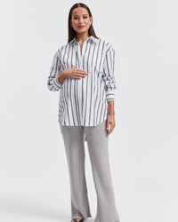 Maternity Black Stripe Cotton Shirt 7