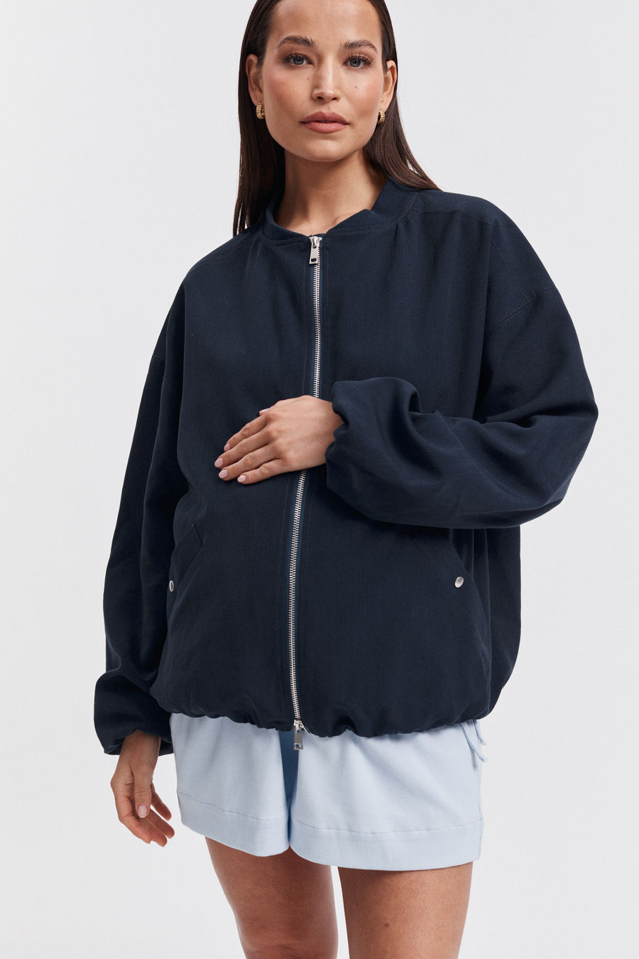 Maternity Bomber Jacket (Navy) 2