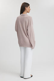 Maternity Button Down Collar Top (Dusty Primrose) 11