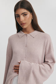 Maternity Button Down Collar Top (Dusty Primrose) 3
