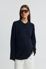 Maternity Button Down Collar Top (Ink) 3