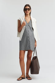 Maternity Button Down Mini Dress (Stripe) 1