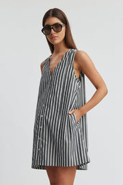 Maternity Button Down Mini Dress (Stripe) 2