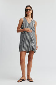 Maternity Button Down Mini Dress (Stripe) 4