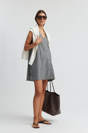 Maternity Button Down Mini Dress (Stripe) 6
