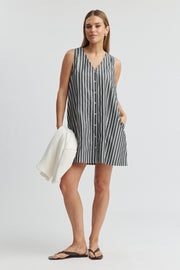 Maternity Button Down Mini Dress (Stripe) 7