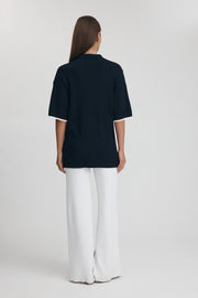 Maternity Button Down Tee (Navy & White) 7
