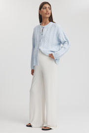 Maternity Cable Knit Cardigan (Powder Blue) 3