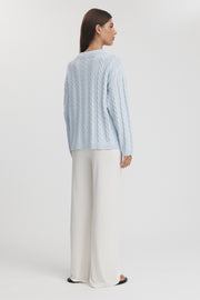 Maternity Cable Knit Cardigan (Powder Blue) 6