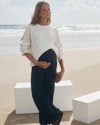 Maternity Cable Knit Sweater (White) 3