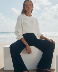 Maternity Cable Knit Sweater (White) 5