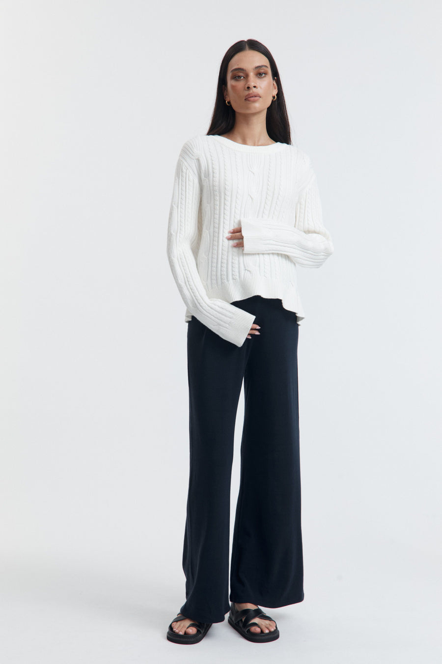 Maternity Cable Knit Sweater (White) 7