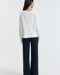 Maternity Cable Knit Sweater (White) 8