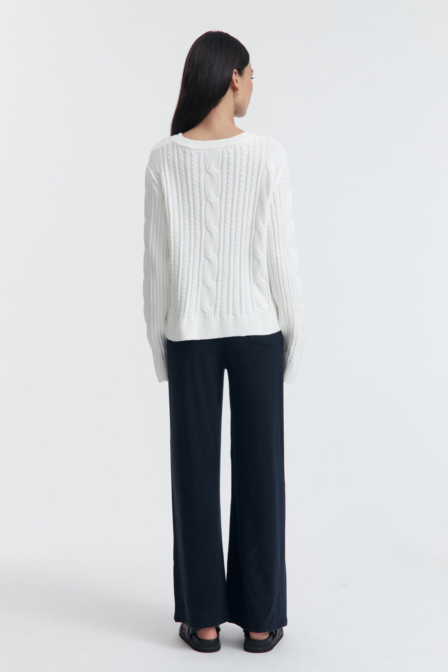 Maternity Cable Knit Sweater (White) 8