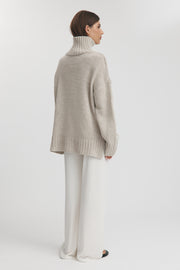 Maternity Chunky Turtleneck Knit (Oat) 11