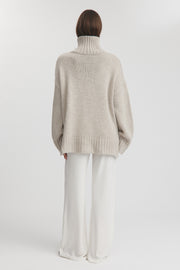 Maternity Chunky Turtleneck Knit (Oat) 12
