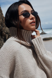 Maternity Chunky Turtleneck Knit (Oat) 3