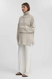 Maternity Chunky Turtleneck Knit (Oat) 4