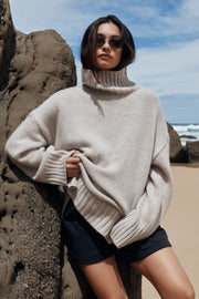 Maternity Chunky Turtleneck Knit (Oat) 5