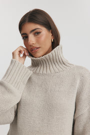 Maternity Chunky Turtleneck Knit (Oat) 8