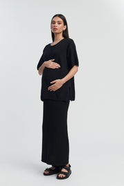 Maternity Cotton Knit Skirt (Black) 7