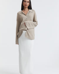 Maternity Cotton Knit Skirt (Off White) 3