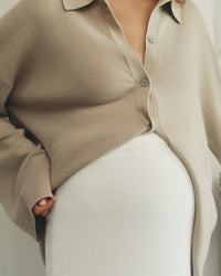Maternity Cotton Knit Skirt (Off White) 6