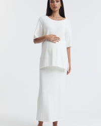 Maternity Cotton Knit Skirt (Off White) 7
