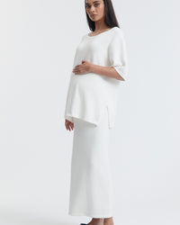 Maternity Cotton Knit Skirt (Off White) 8