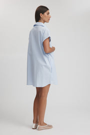 Maternity Cotton Poplin Mini Dress (Ice Blue) 9