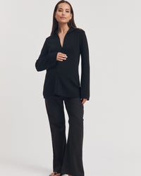 Maternity Cotton Poplin Pant (Black) 1