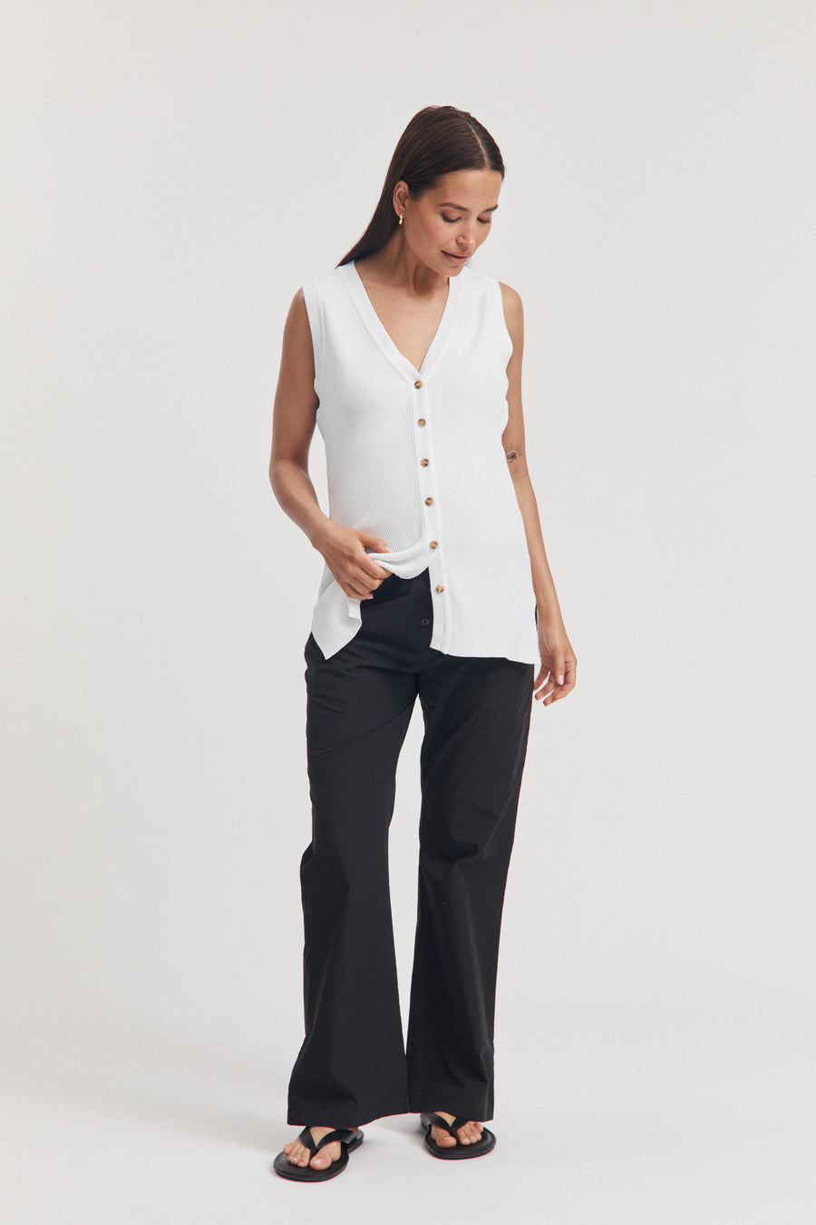 Maternity Cotton Poplin Pant (Black) 2