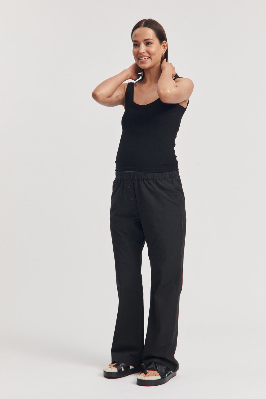 Maternity Cotton Poplin Pant (Black) 3