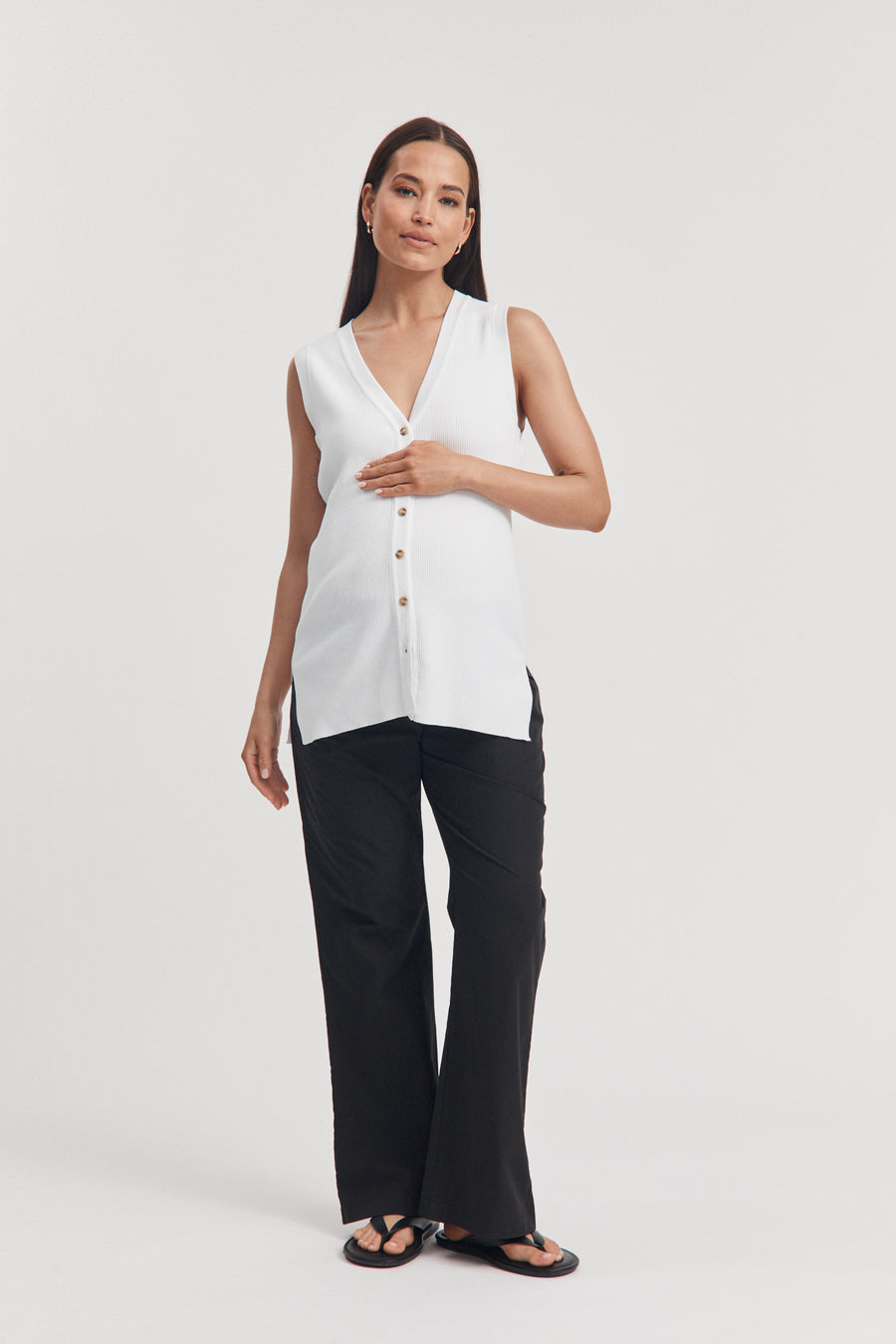 Maternity Cotton Poplin Pant (Black) 4