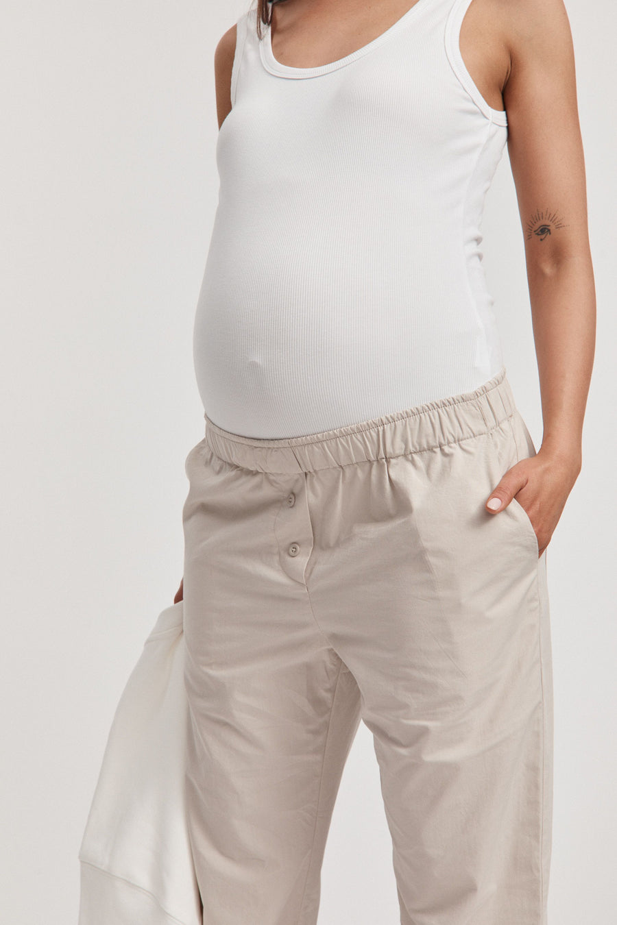 Maternity Cotton Poplin Pant (Stone) 6