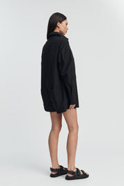 Maternity Cotton Poplin Romper (Black) 11