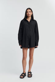 Maternity Cotton Poplin Romper (Black) 3