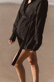 Maternity Cotton Poplin Romper (Black) 6