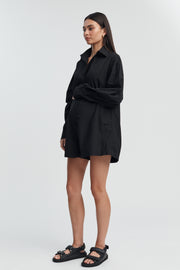Maternity Cotton Poplin Romper (Black) 7