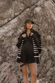 Maternity Cotton Poplin Romper (Black) 8