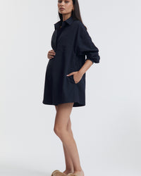 Maternity Cotton Poplin Romper (Navy) 2