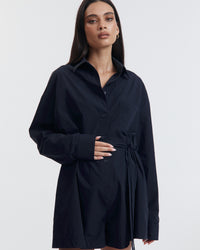 Maternity Cotton Poplin Romper (Navy) 4