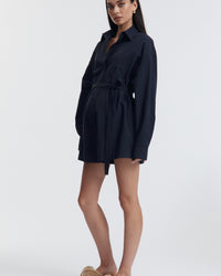 Maternity Cotton Poplin Romper (Navy) 8