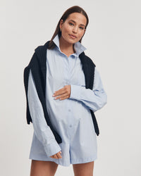 Maternity Cotton Poplin Romper (Sky) 15