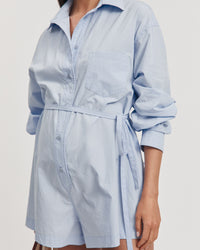 Maternity Cotton Poplin Romper (Sky) 6