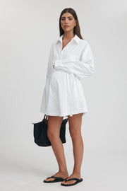 Maternity Cotton Poplin Romper (White) 11