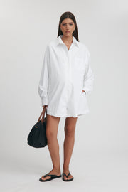 Maternity Cotton Poplin Romper (White) 15