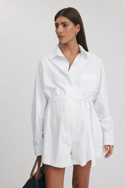 Maternity Cotton Poplin Romper (White) 17