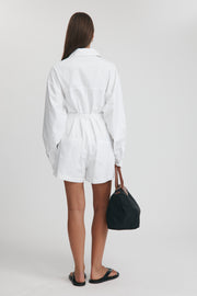 Maternity Cotton Poplin Romper (White) 19